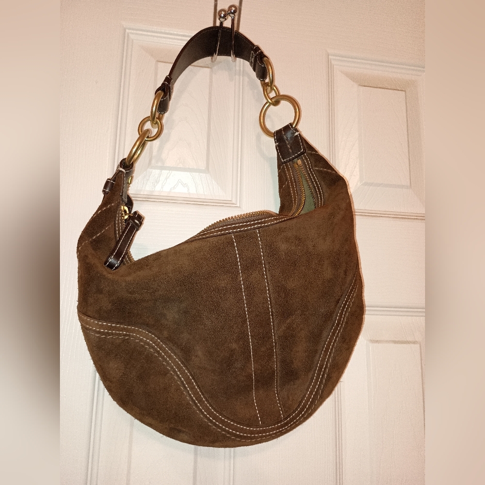 Coach Brown Suede Shoulder Bag